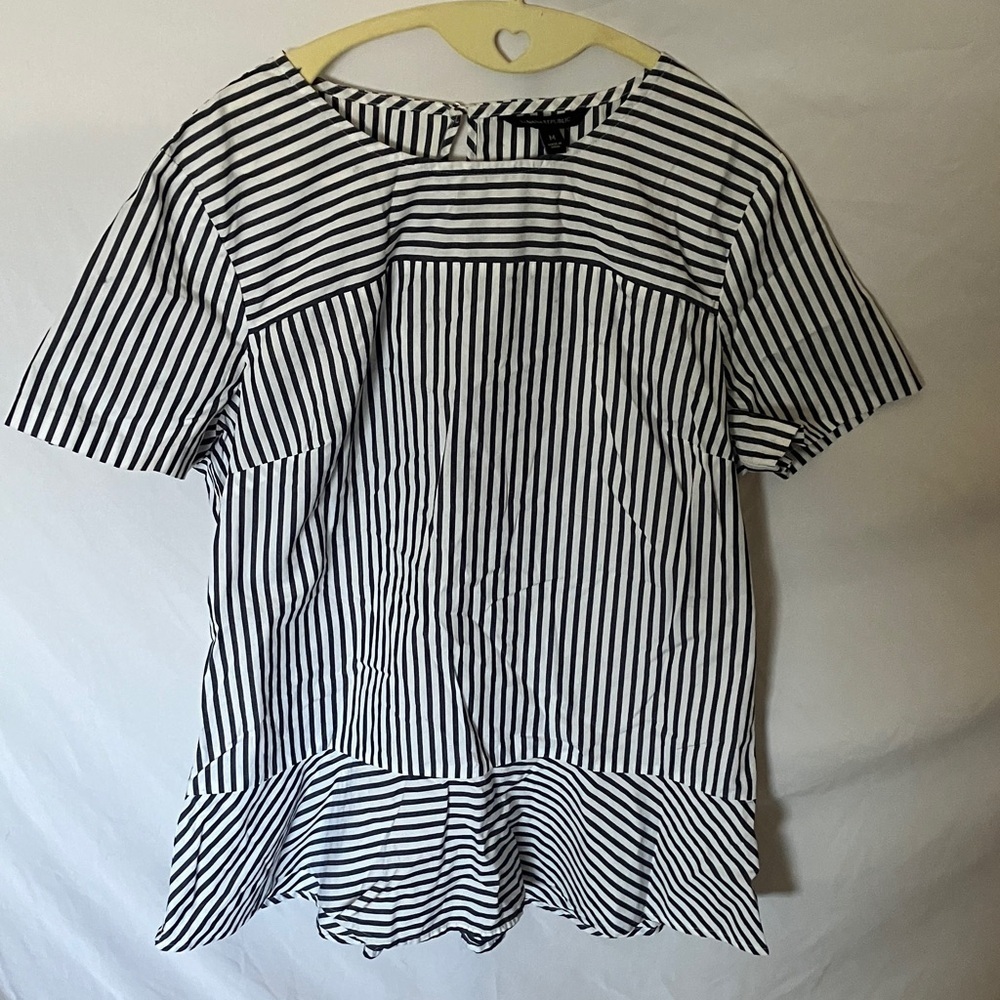 Banana Republic: Striped Black & White Top- M